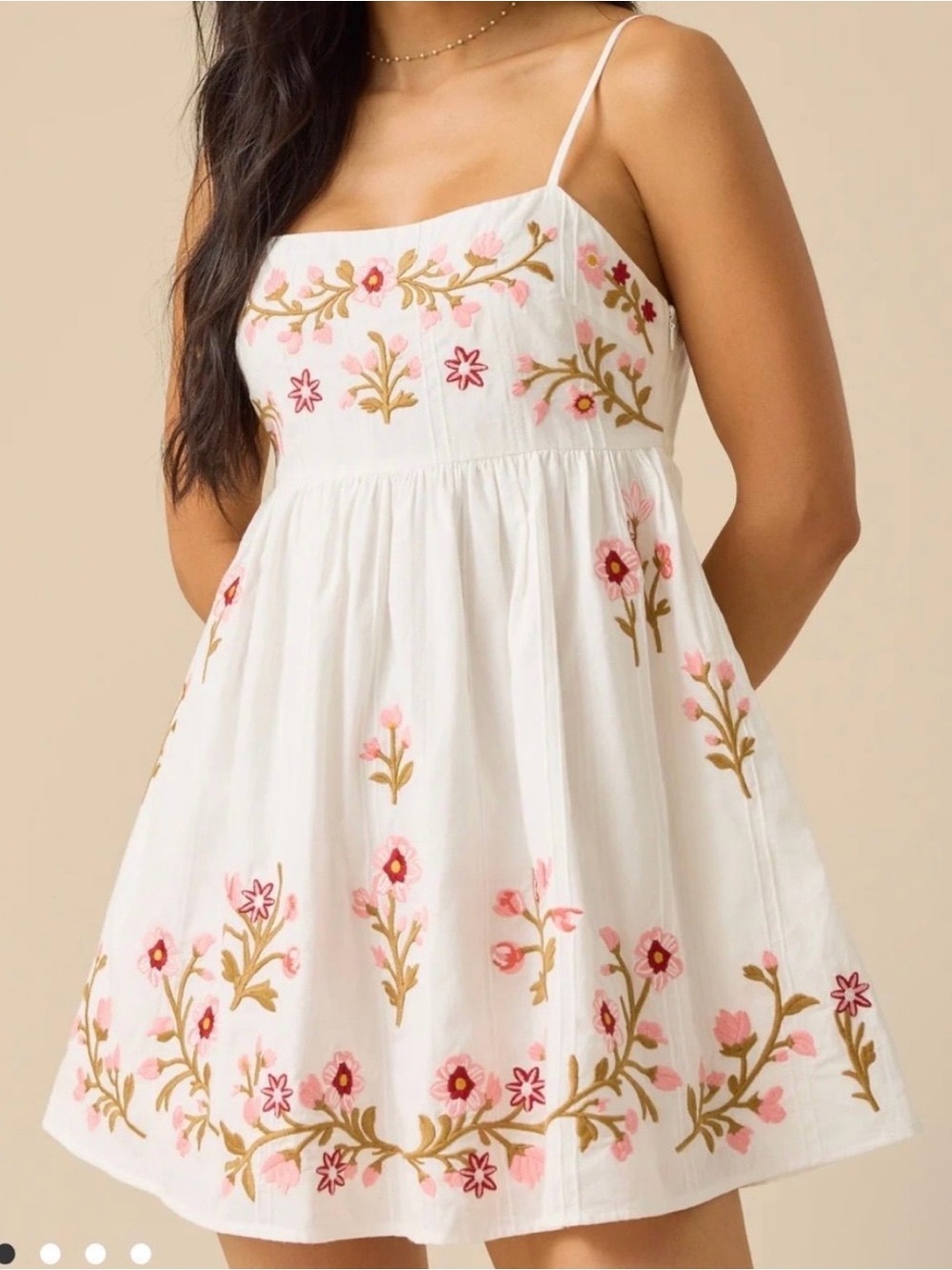 Altar’d State Martina embroidered White Floral mini dress NWT